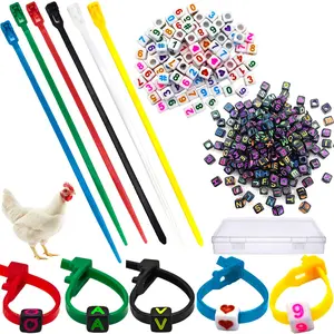 100 Pcs Adjustable Chicken Leg Bands, Colorful Poultry Identification Leg Bands with Charms Accessories for Turkey Duck Goose Bird