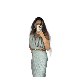 Gorgeous Ready to wear satin saree that comes with  beautiful wait belt and an elegant blouse. Womenswear Dress Formal Saree Indianwear indianwomen south asian