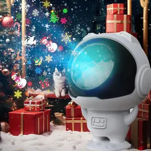 Christmas Astronaut Design Snowflake Projector Light, USB Powered Indoor & Outdoor Decorative Light with 16 Holiday Patterns, Decorative Light for Home Garden Party