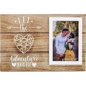 Engagement Wedding Gifts for Engaged Couples - Boyfriend, Girlfriend, Husband, Wife, or Fiance Romantic Love Picture Frame Gift - Let The Adventure Begin - 4x6 Inches Photo Frame