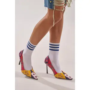 AZALEA WANG MULTI PRINTED STILETTO POINTED TOE PUMP