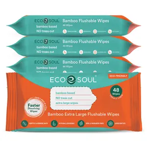 Premium Bamboo Flushable Wipes  - 48 Wipes Per Pack