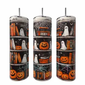 Book Lover Halloween Ghost 20 oz Tumbler Drinkware Flasks Insulated Skinny