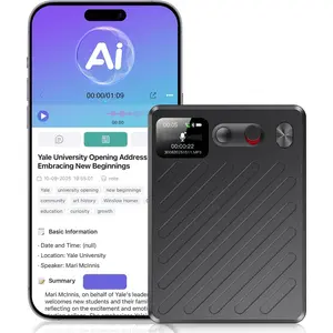 AI Voice Recorder, Note Taking Device, Transcribe & Summarize, Voice Recorder With Display, App Control, Supports 132+ Languages, 100H, 64GB,  Audio Recorder for Lectures Meetings Calls, Black