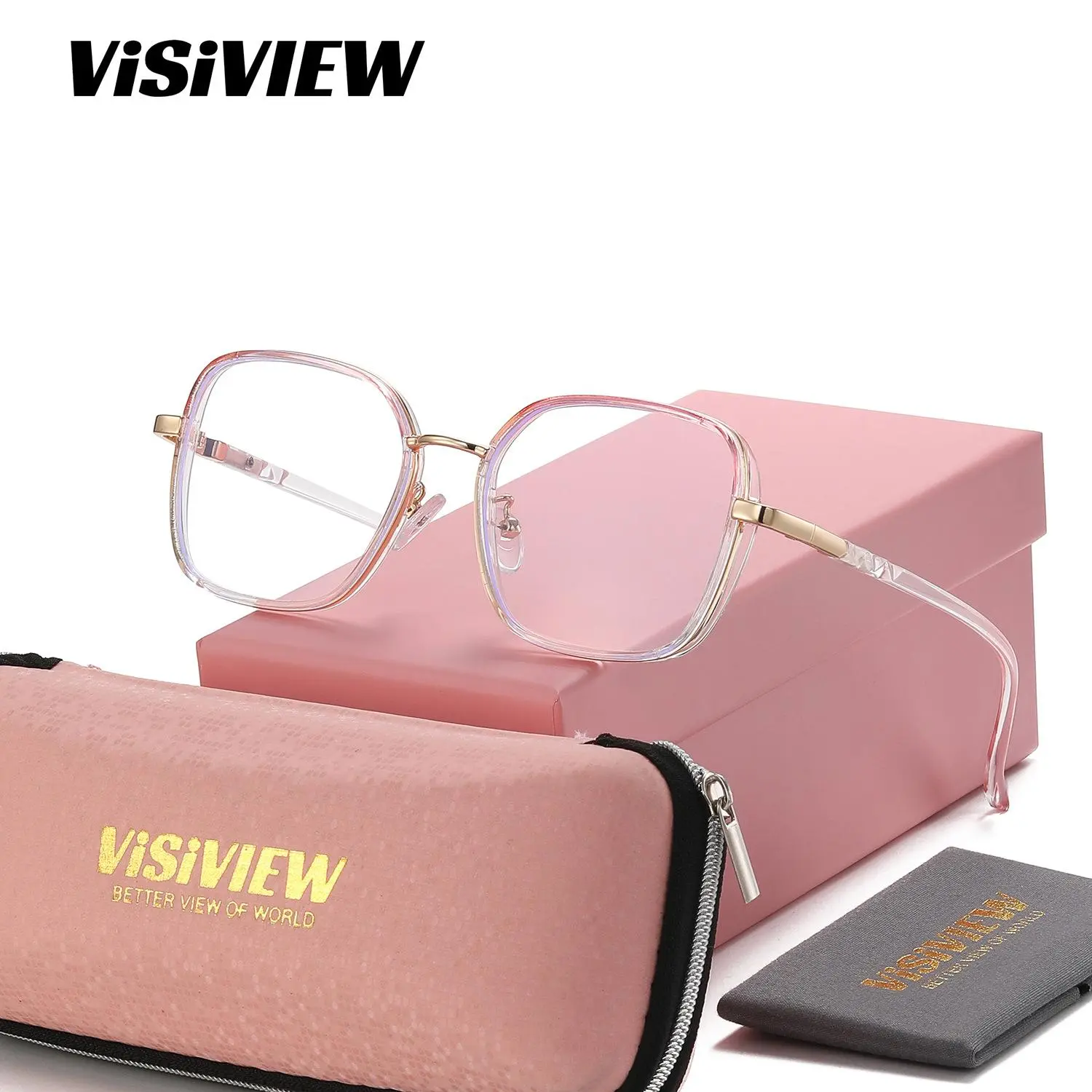 VISIVIEW Unisex Fashion Elegant Full Frame Plano Glasses Climbing Square Frame Anti-blue light Plano Glasses