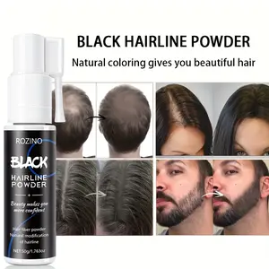 ROZINO Black Hairline Powder Natural Hair Fibers For Thinning Hair Instant Root Coverage Styling Volumizing Powder Blends Seamlessly With All Hair Types Long Lasting Water Resistant Formula
