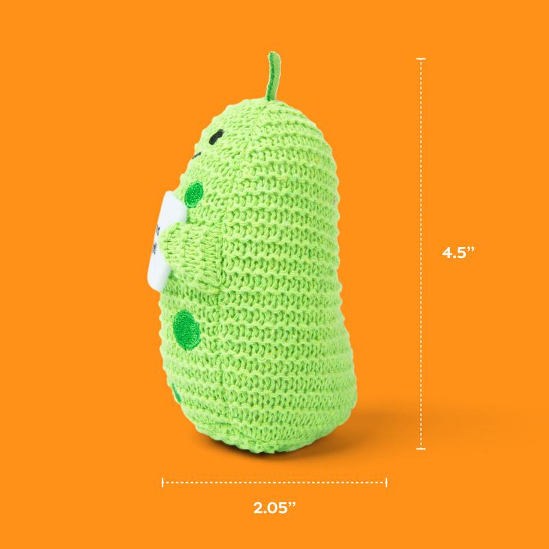 Lil Cheers Pickle Crochet Plush with Positive Sign - Funny Valentine Gift for Friends, Cute Desk & Office Decor, Sour Sweet & Supportive