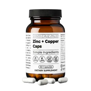 Santa Cruz Paleo Zinc + Copper Caps - 60 Servings - Supports Skin, Hormone, Hair, and Immune System Health - Daily Supplement for Men and Women with Zinc L-Methionine, Copper Gluconate - Gentle Digestive Impact, Paleo & Keto Friendly, Sugar & Gluten Free