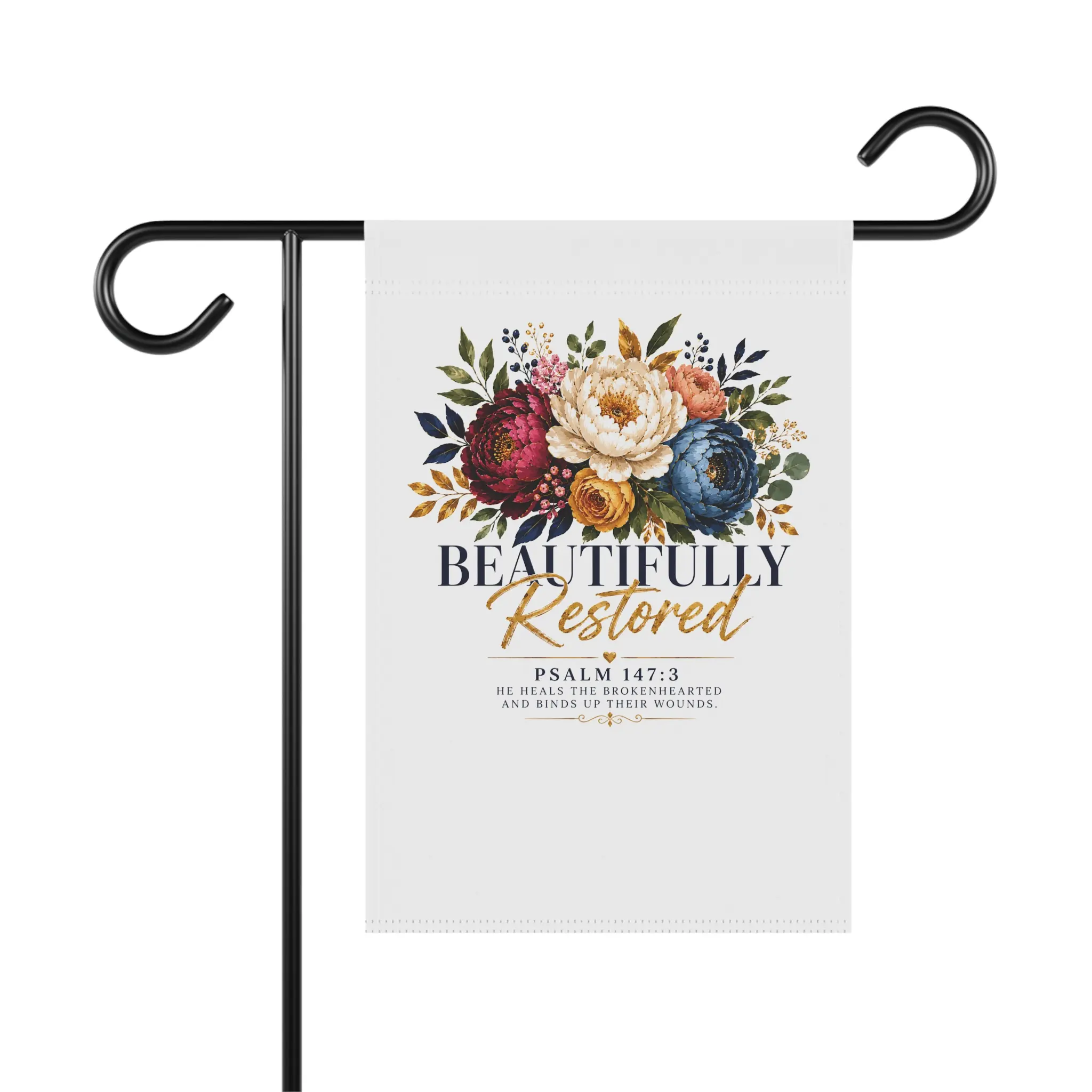 Copy of Beautifully Restored Garden Flag | Psalm 147:3 Christian Banner