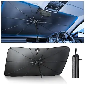 Folding Anti-UV Windshield Sunshade Umbrella 99% UV Block Reduces Heat Universal Fit for Sedans SUVs Easy Fold Multi-Functional Auto Accessory Car Window Shade Lasersun Shade