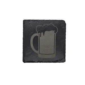 Laser Engraved Slate Coasters with Beer Mug Design: Cheers to Style and Function! (4 pcs.)