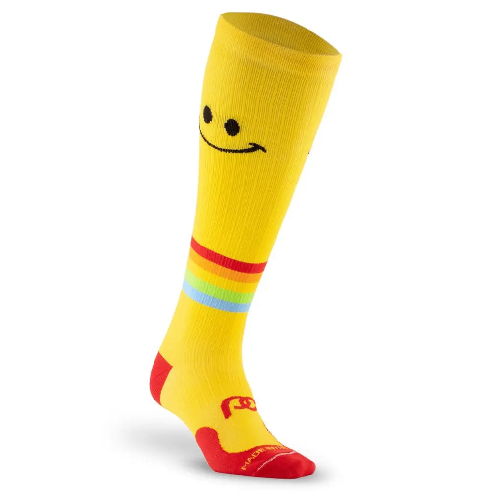 Marathon Smile Knee High Compression Socks for Running, Training, Work and Recovery - Wide Calf Sizes, Graduated Compression 20-30 mmHg, Moisture Wicking, Made in USA