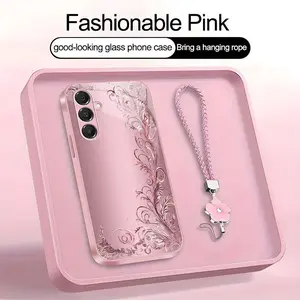 Suitable for [Galaxy A16 5g] high-end women's phone case🥰，a beautiful four-leaf clover lanyard is included🍀，minimalist, sophisticated floral pattern YM99