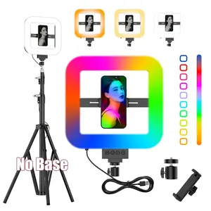 LED Ring Flash Light with RGB Color Changing & 360° Rotating - USB-Powered Phone Light, Led Selfie Accessories, for Selfie, Video Recording, Live Streaming & Photography - Adjustable, Plastic Construction, Cell Phone Light, Selfie Led Lights, Ringlight