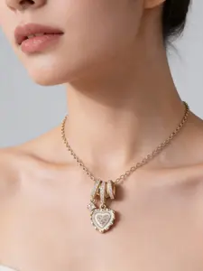High-End Heart Zircon Necklace, Fashionable and Versatile, Perfect for Daily Wear, Ideal Gift for Her, Elegant Copper Chain