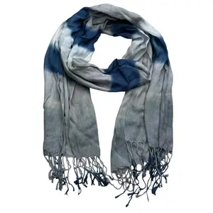 Navy Printed Viscose Scarf - Versatile Everyday Scarf (67"x24")
