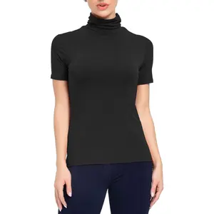 Women's Mock Turtleneck Top Short Sleeve Lightweight Active