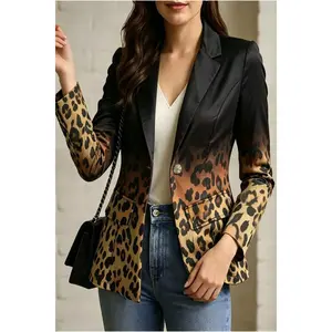 Leopard Print Contrast Blazer