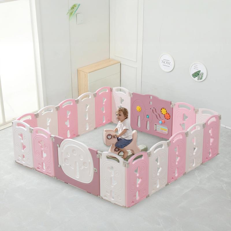 Baby Playpen,Foldable Playpen for Babies and Toddlers,Kids Activity Centre Safety Play Yard,Safety Gates for Indoor&Outdoor,Toddler Fence Play Area,Portable, Educational, 18 Panels
