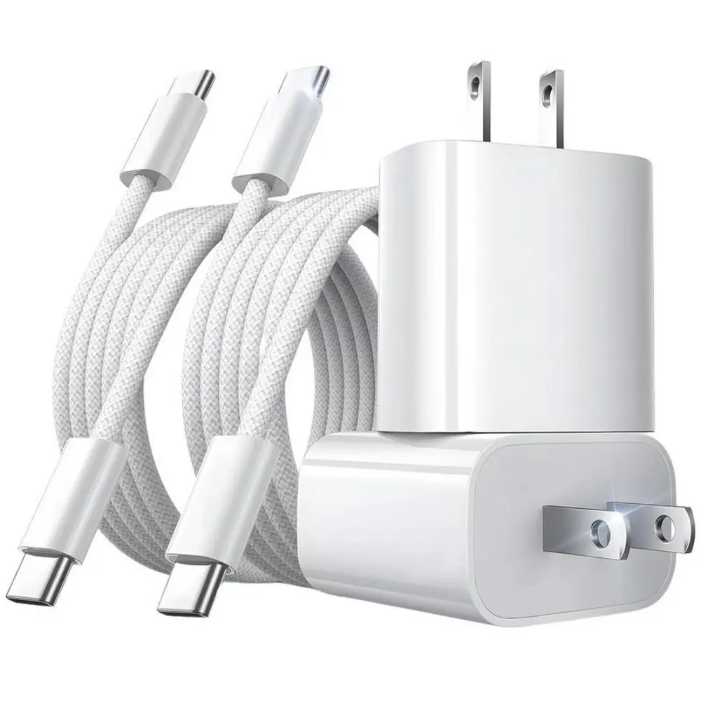 (2 Sets) PD USB C 20W Fast Charger + Type C to Type C Cable, Compatible with iPhone 17/16/15, iPad, Cellphone, Smartphone, and Type C Phones, Quick Charge Adapter, Electronic