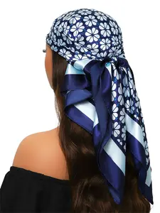 New Printed Scarf 35.4inch Silk Travel Square Scarf 90x90cm Women's Luxury Fashion Headscarf All Seasons Shawl