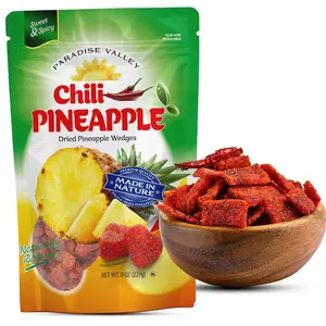 Dried Chili Pineapple Original Flavor,100% Vagan, Non-GMO, Glutten Free (All Natural Ingredients) Reseable Bag - Crunchy & Munch Snack (8 OZ)