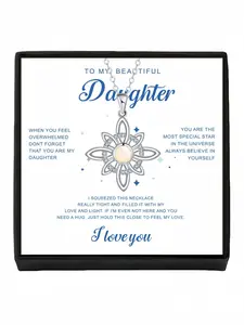 Iridescent Floral Glow · Silver Sequence Simple Celtic opal & diamond necklace.Includes a greeting card for daughter.Ideal birthday and mysterious festival gift for your daughter.