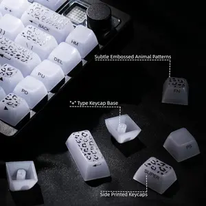 Womier Jelly Keycaps,Ceramic Keycaps Style MDA Profile,Transparent Side Printed for Cherry MX Gateron Mechanical Keyboard