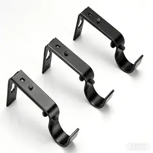 2PCS 25 Curtain Rod Brackets Wall Mounted Iron Curtain Accessories, Roman Rod Side & Top Mount Universal Installation Brackets, Household Curtain Fixing Support Holder shower curtains 