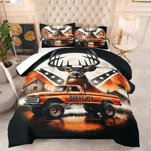Deer Head Themed Comforter Set (Including 1 Quilt And 1-2 Pillowcases), Truck Pattern, Warm Home Atmosphere, Suitable For Adult Bedroom Decoration
