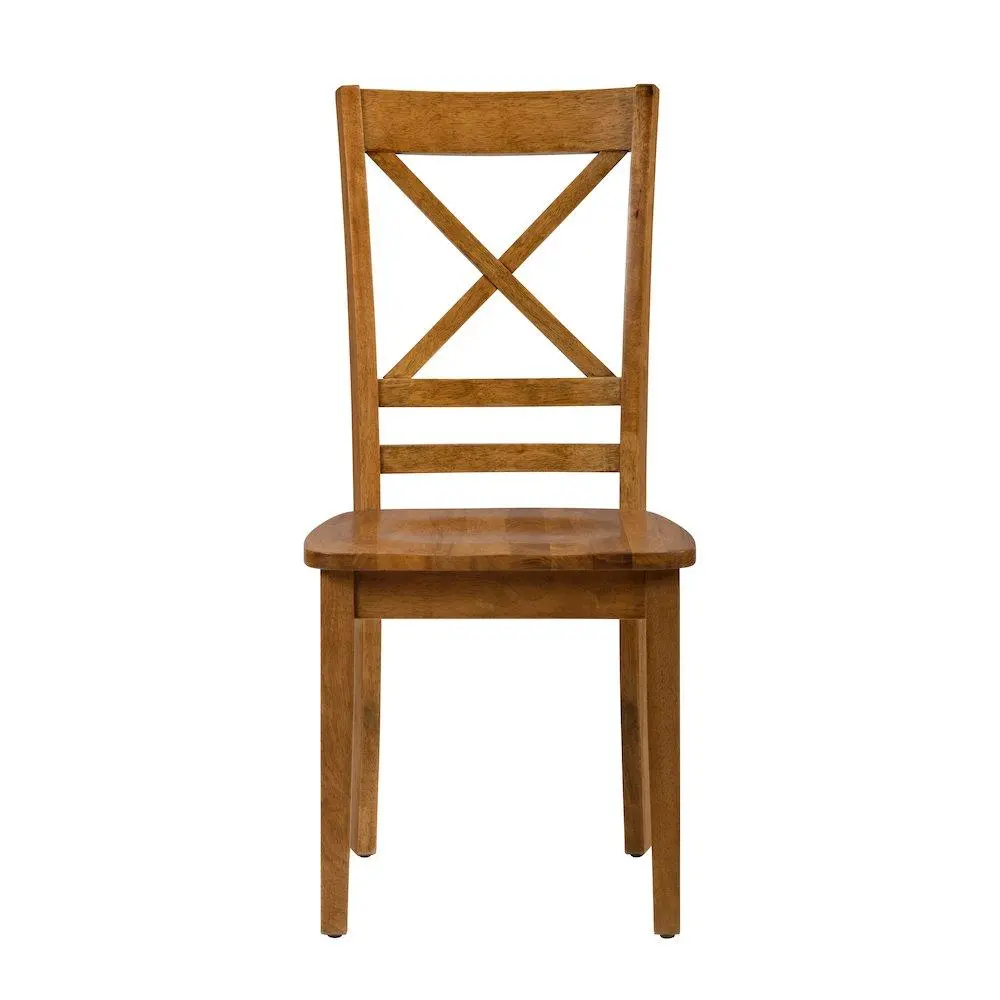 Rustic Solid Wood Classic Cross-Back Dining Chairs (Set of 2) - Sturdy Tough Dining Room Furniture, Gently Angled Backrest, Cohesive Pulled-Together Look for Weeknight Dinners
