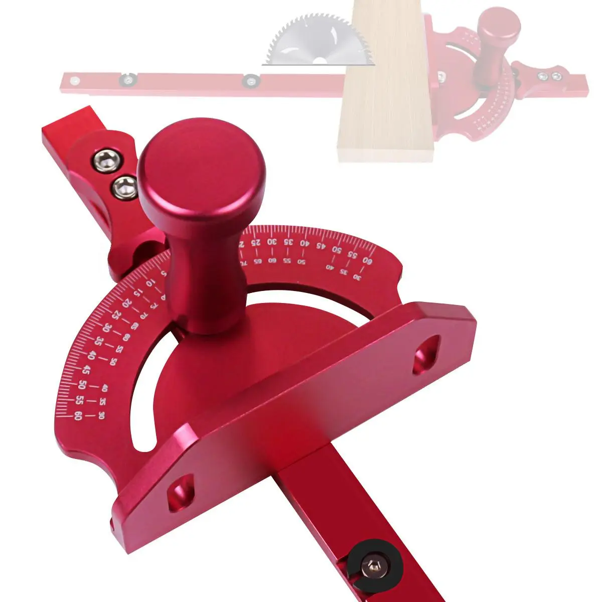 Miter Gauge with Fixed Angle Gear Shifting Hole, Universal Table Saw Gauge, Woodworking T Track Miter Angle Ruler, Aluminum Alloy Push Handle, Hardware Tool