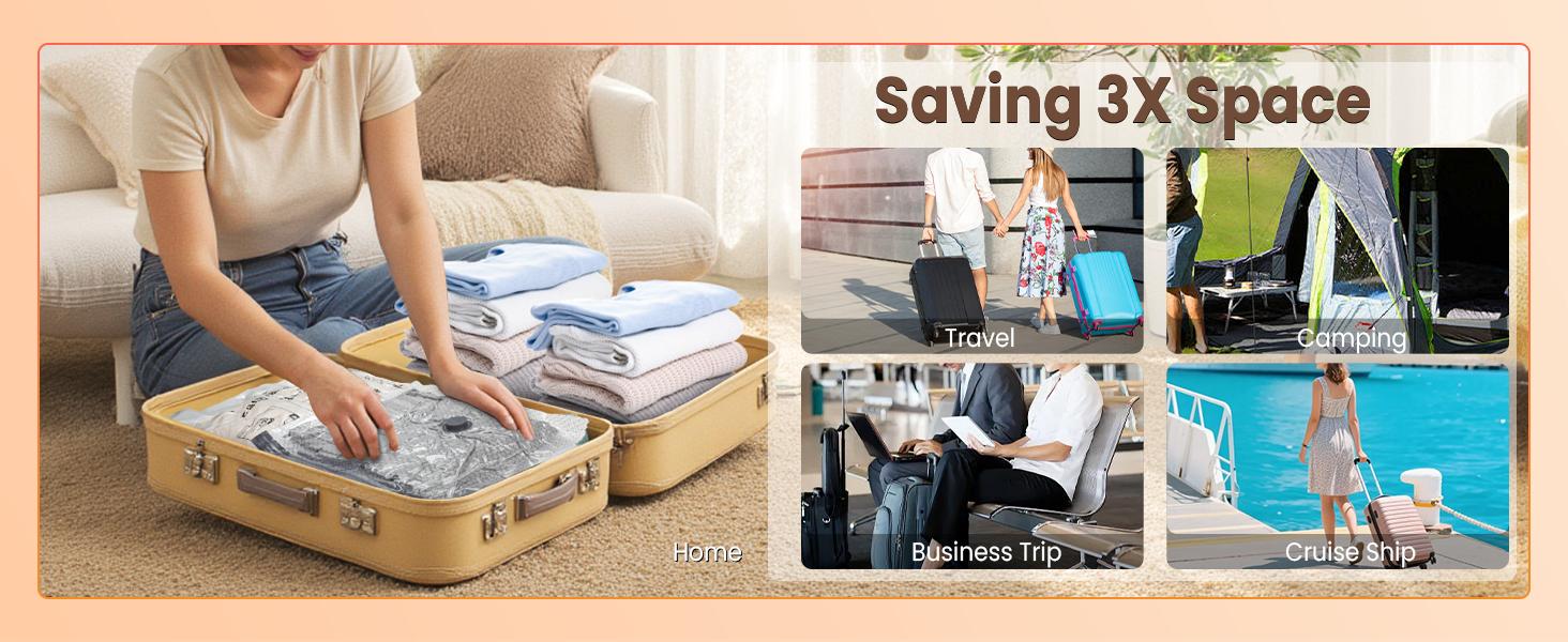 【2026 Upgraded】 X7 Cordless Travel Vacuum Storage Compression Bag Set with Rechargeable air Pump 15 Pack Waterproof & Reusable Compression Packing Bags for 3 Size,140L/Min Powerful Air Removal, strong suction, Perfect for Carry-On Suitcases,Packing tools 【2026 Upgraded】 X7 Cordless Travel Vacuum Storage Compression Bag Set with Rechargeable air Pump 15 Pack Waterproof & Reusable Compression Packing Bags for 3 Size,140L/Min Powerful Air Removal, strong suction, Perfect for Carry-On Suitcases,Packing tools