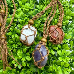 Interchangeable Macrame Necklace with Random Stone