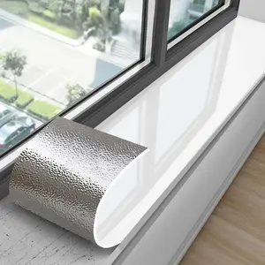 1 Roll 15.7x110 Inches Window Sill Self-Adhesive Waterproof Sunscreen Sticker, Bay Window Renovation Cover-Up Protection Pad, Balcony Edge Wrapping Tool, Faux Wood Plank Texture Easy Clean Peel and Stick