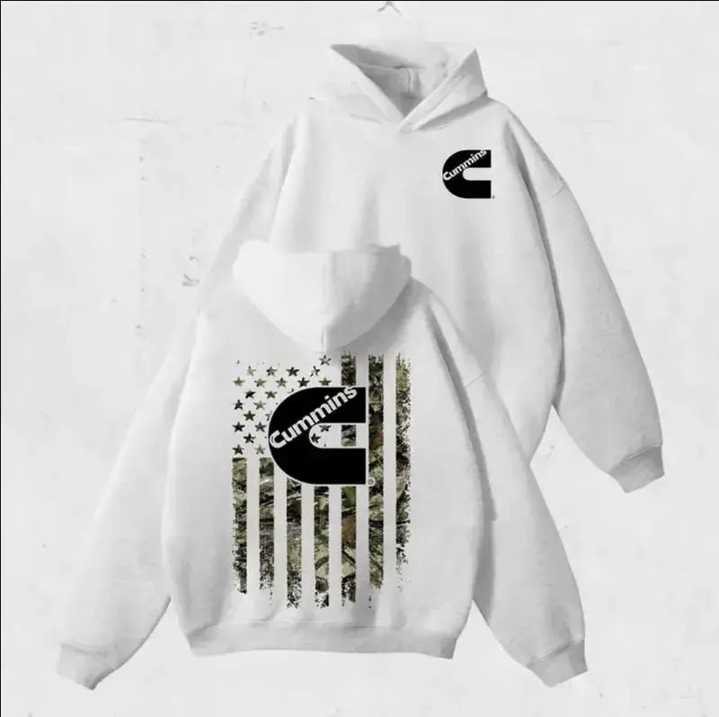 Cummin Trucks Camo Hoodie – Vintage Freightliner USA Flag Graphic Tee, Classic American Truck Streetwear for Men & Women, Perfect Gift for Pickup & Country Fans