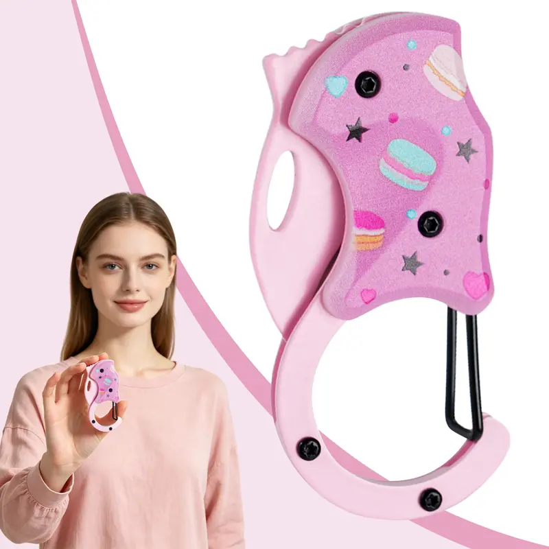 Mini EDC Folding Pocket Knife, Pink Donut Design Utility Box Cutter, Home & Outdoor Gadget, Unique Practical Gift for Boyfriends and Adults,home decor