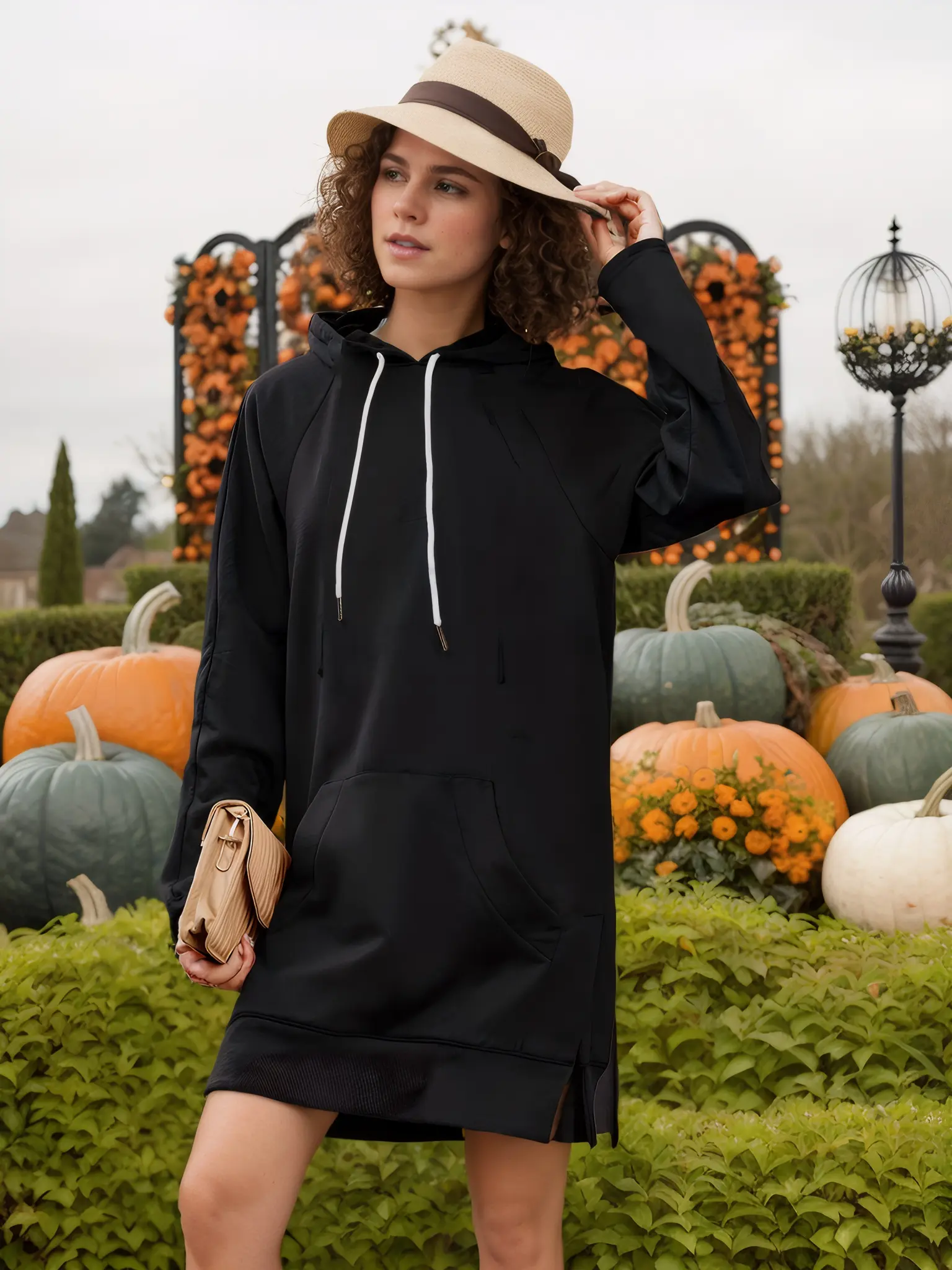 open lace back dress Oversized Maxi Hoodie Dress – Pressedatl.com main image 0