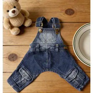 Pet clothing jumpsuit, cool blue one-piece outfit, casual and stylish overalls, suitable for dogs Suitable for outdoor running, comfortable and relaxed clothes/Cool cowboy outfits are perfect for everyday outings with your furry friends. dog accessories