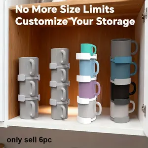 6-Piece Coffee Mug Set, Cabinet Organizer Rack, Teacup Stacker, Coffee Mug Storage, Space-Saving Design, Ideal for Home Use