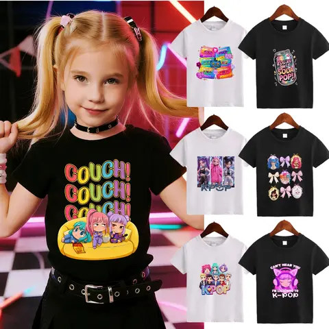 Toddler Girls' Cotton Casual Soft Shirt - 1PCS Graphic Trendy Tee, Funny Shirts, Children's Playful Print, Crew Neck, Regular Fit, Spring/Summer/Fall Casual Wear