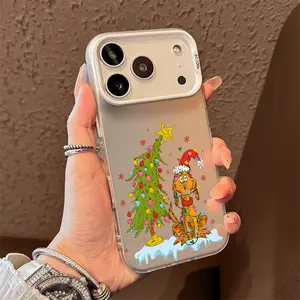 Playful Cartoon Dog & Christmas Tree TPU Phone Case for iPhone 17 Air 16 Pro Max 15 14 Plus 13 12 11 XR XS Shockproof Anti-Drop Durable Aesthetic Smartphone Casing Black S24 Bow Electroplated Anti-Collision with Starry Sky S23 Ultra Delight Cute Cat