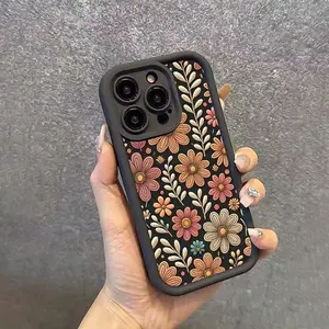 Floral Pattern Phone Case, Decorative Phone Protector Cover, Mobile Phone Accessories Compatible with iPhone Series