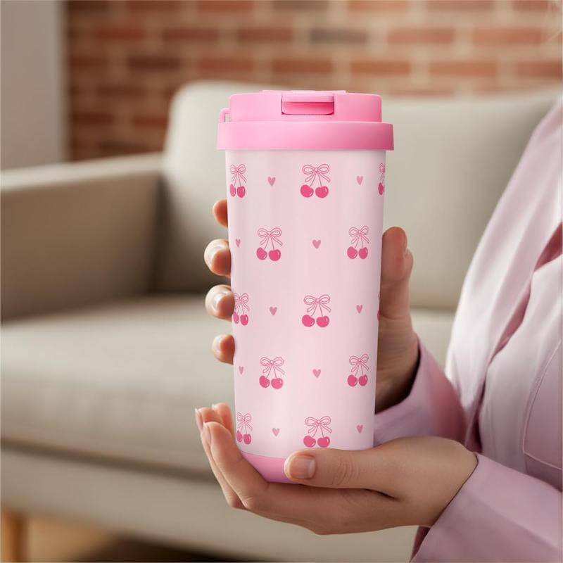 Sandjest 18oz Insulated Stainless Steel Coffee Tumbler, Reusable Iced Coffee Cup, 2-in-1 Lid Portable Travel Mug for Office Outdoor Christmas Gift