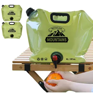 Camping Water Bottle 2.11 Gallons 8L Foldable with Tap, BPA-Free Portable Collapsible Bag for Outdoor Hiking Travel Emergency Storage Water Bladder Bag