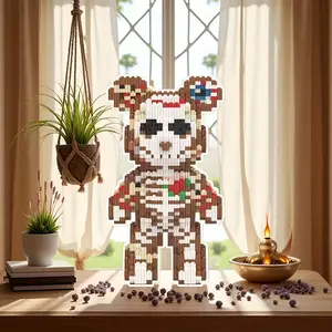 Skull Bear 3D Puzzle Building Blocks Model Decoration, Bookshelf Home Office Cabinet Decor, Party Living Room TV Stand Display, Ideal Gift