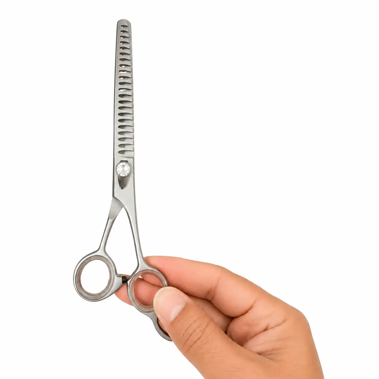 MIRACLE 9" Pet Grooming Chunker Scissors 21 Teeth Stainless Steel Thinning Shears for Dogs & Cats Heavy Duty Texturizing Scissors for Thick Curly Dense Coats Silver Matte Finish