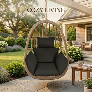 Egg Chair Cushion Hanging Basket Seat Cushion Thicken Soft Egg Swing Chair Pad Hanging Egg Chair Cushion with Headrest