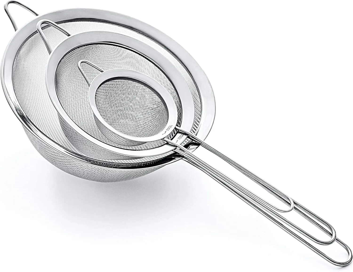 Strainer Set Fine Mesh   304 Stainless Steel (18/8)  8, 5.5 and 3.3 Sturdy Kitchen Strainers ()