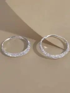 925 Silver Starry Sky Hoop Earrings, Sparkling Sandblasting Craft, Fashion Jewelry Gift for Girlfriend and Family, Valentine's Day Present, Shining Earrings
